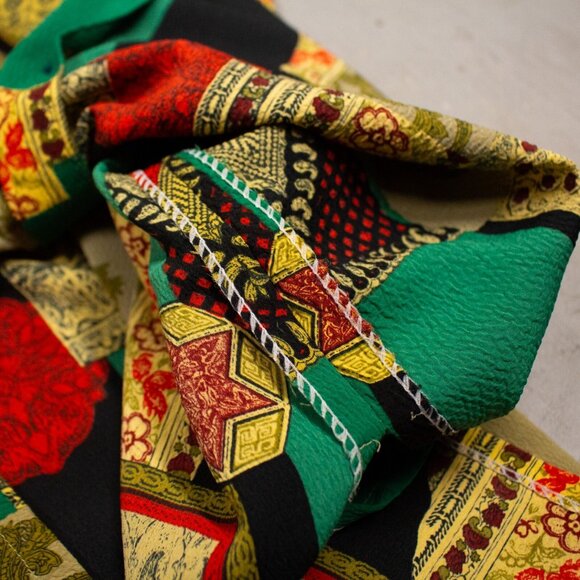 Vintage 70s SIMEON Crazy Cool Pattern Button Up Blouse Shirt Large - Picture 2 of 9